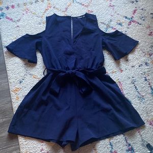 Navy blue romper from boohoo size 4 wrap top with belt